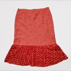 Ann Gerlin orange floral rosette skirt